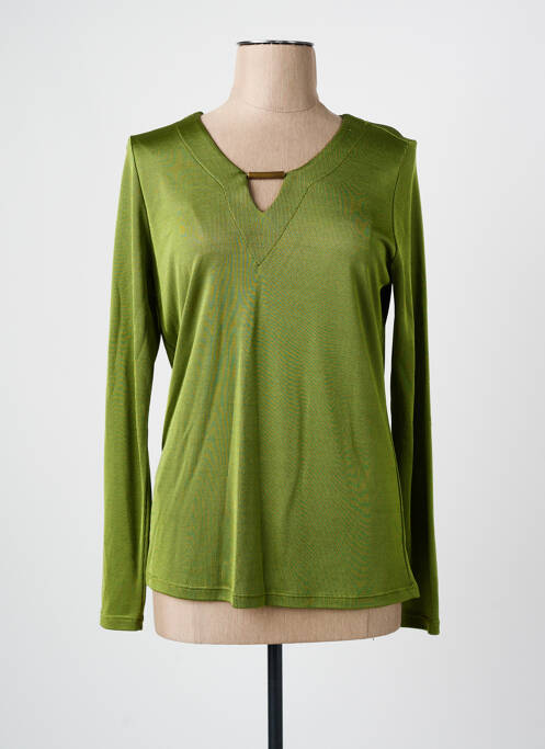 Tricou guler în v mâneci lungi verde PAZ TORRAS femme