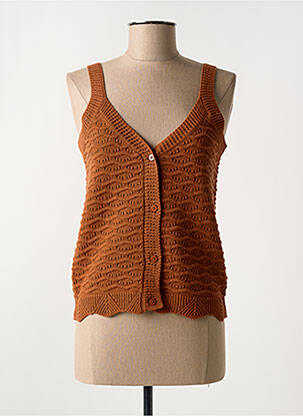 Vestă fără mâneci maro C'EST BEAU LA VIE femeie