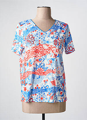 Tricou imprimeu fantezie mâneci scurte albastru JULIE GUERLANDE femeie