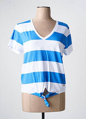 Tricou imprimeu fantezie mâneci scurte albastru C'EST BEAU LA VIE femeie