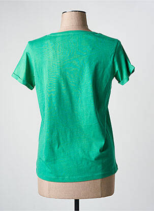 Tricou croială dreaptă mâneci scurte verde C'EST BEAU LA VIE femeie