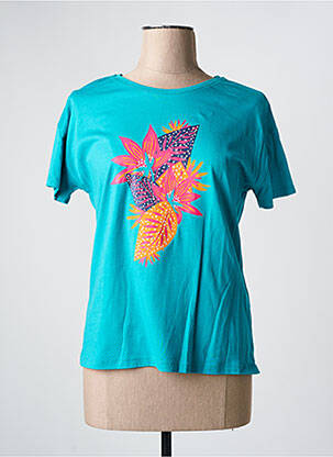 Tricou croială dreaptă mâneci scurte albastru JULIE GUERLANDE femeie