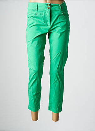 Pantalon 7/8 închidere cu fermoar sub clapetă cu nasturi verde C'EST BEAU LA VIE femeie