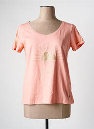 Tricou guler în v mâneci scurte roz C'EST BEAU LA VIE femme