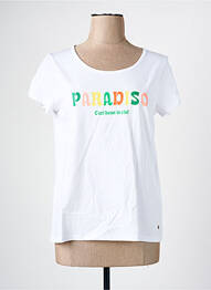 Tricou serigrafie mâneci scurte alb C'EST BEAU LA VIE femme