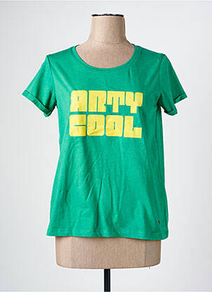 Tricou serigrafie mâneci scurte verde C'EST BEAU LA VIE femeie