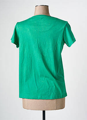 Tricou serigrafie mâneci scurte verde C'EST BEAU LA VIE femeie