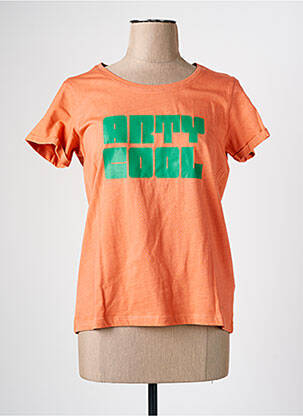Tricou serigrafie mâneci scurte portocaliu C'EST BEAU LA VIE femme