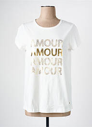 Tricou serigrafie mâneci scurte bej C'EST BEAU LA VIE femme