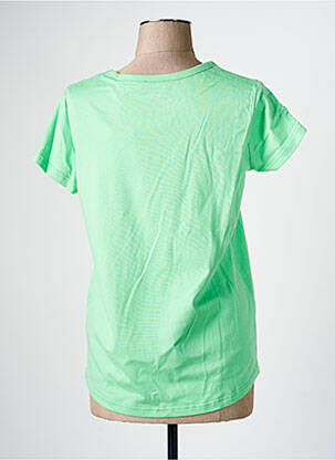 Tricou serigrafie mâneci scurte verde C'EST BEAU LA VIE femeie