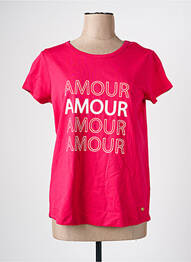 Tricou serigrafie mâneci scurte roz C'EST BEAU LA VIE femme