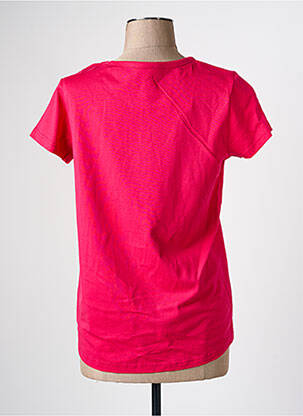 Tricou serigrafie mâneci scurte roz C'EST BEAU LA VIE femeie