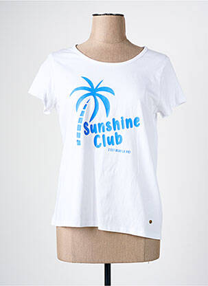 Tricou croială dreaptă mâneci scurte alb C'EST BEAU LA VIE femeie