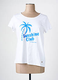 Tricou croială dreaptă mâneci scurte alb C'EST BEAU LA VIE femme
