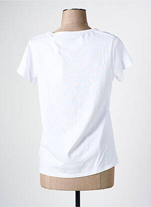 Tricou croială dreaptă mâneci scurte alb C'EST BEAU LA VIE femeie