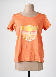 Tricou serigrafie mâneci scurte portocaliu C'EST BEAU LA VIE femme