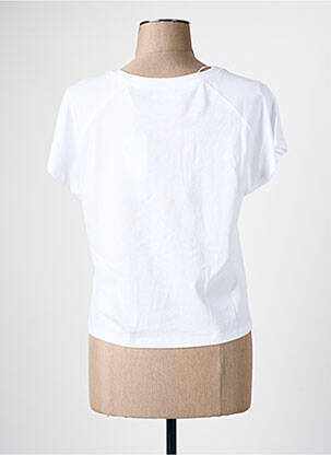 Tricou croială dreaptă mâneci scurte alb C'EST BEAU LA VIE femeie