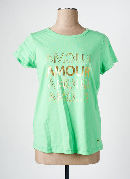 Tricou verde C'EST BEAU LA VIE femeie