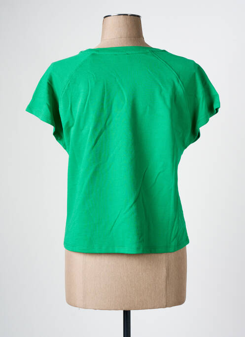 Tricou croială dreaptă mâneci scurte verde C'EST BEAU LA VIE femme