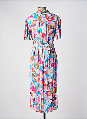 Rochie midi imprimeu fantezie mâneci scurte violet JULIE GUERLANDE femeie