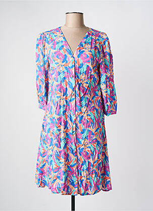 Rochie midi mâneci 3/4 mâneci 3/4 albastru JULIE GUERLANDE femeie