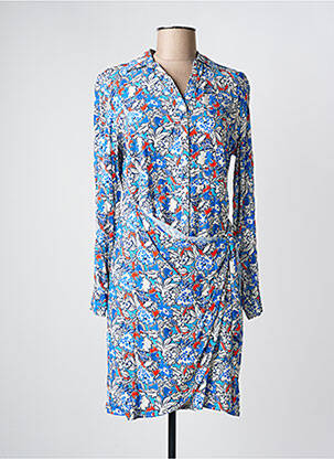 Rochie midi imprimeu floral mâneci lungi albastru JULIE GUERLANDE femeie