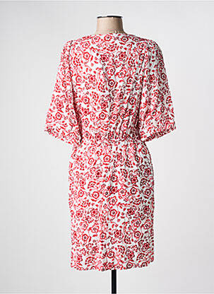 Rochie midi imprimeu floral mâneci scurte alb C'EST BEAU LA VIE femeie