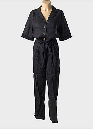 Salopetă-pantalon închidere cu nasturi pe față mâneci scurte negru GRACE & MILA femeie