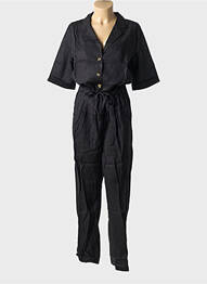 Salopetă-pantalon închidere cu nasturi pe față mâneci scurte negru GRACE & MILA femme