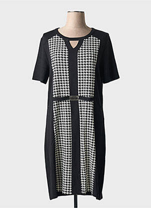 Rochie midi mâneci scurte mâneci scurte negru ATLANTA femeie