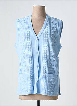 Vestă fără mâneci croială cambrată albastru MAILLE INDIGO femeie