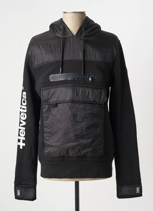 Hanorac cu glugă negru HELVETICA bărbat