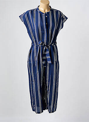 Salopetă-pantalon țesătură crep mâneci scurte albastru MINIMUM femeie