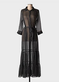 Rochie lungă țesătură crep mâneci 3/4 negru GRACE & MILA femeie