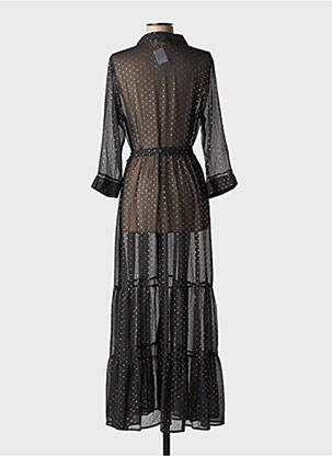 Rochie lungă țesătură crep mâneci 3/4 negru GRACE & MILA femeie