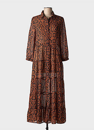 Rochie lungă mâneci lungi mâneci lungi maro GRACE & MILA femeie