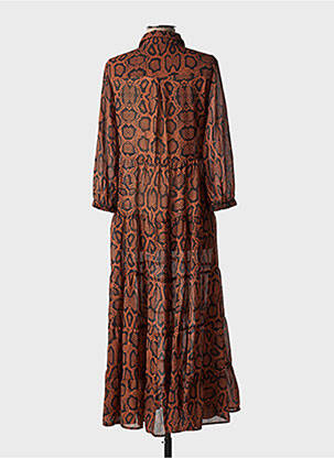 Rochie lungă mâneci lungi mâneci lungi maro GRACE & MILA femeie