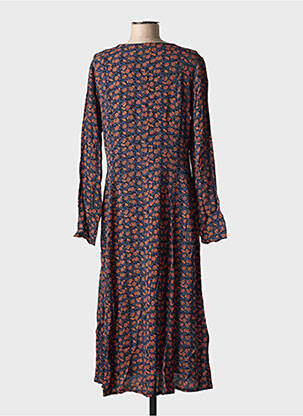 Rochie midi imprimeu floral mâneci lungi albastru MINIMUM femeie