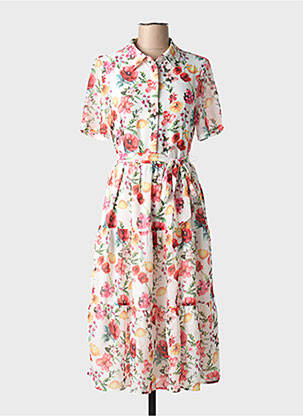 Rochie midi imprimeu floral mâneci scurte alb NA-KD femeie