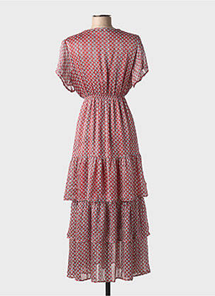 Rochie lungă țesătură poplin mâneci scurte portocaliu SWEED PARIS femeie
