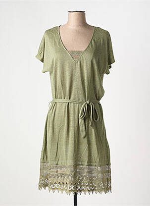 Rochie midi mâneci scurte mâneci scurte verde ATELIERS DE LA MAILLE femeie