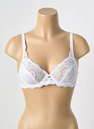 Sutien efect material satinat sutien cupe întregi cu decolteu înalt alb TRIUMPH femeie