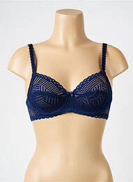 Sutien efect material satinat sutien cupe întregi cu decolteu înalt albastru ANTIGEL femme