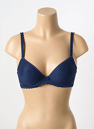 Sutien efect material satinat top sutien push-up albastru ANTIGEL femeie