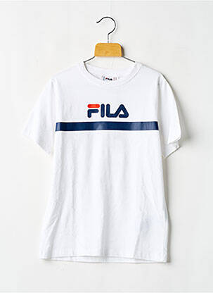 Tricou croială dreaptă mâneci scurte alb FILA băiat