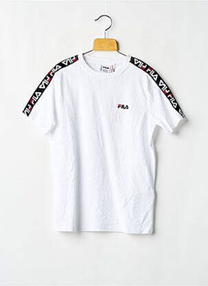 Tricou croială dreaptă mâneci scurte alb FILA băiat
