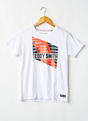 Tricou croială dreaptă mâneci scurte alb TEDDY SMITH băiat
