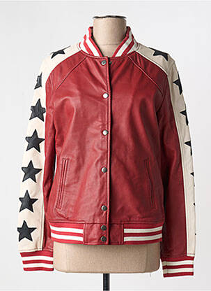 Geacă din piele roșu GOOSECRAFT bărbat