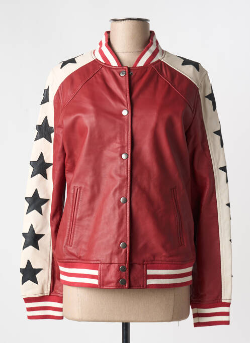 Geacă din piele roșu GOOSECRAFT bărbat