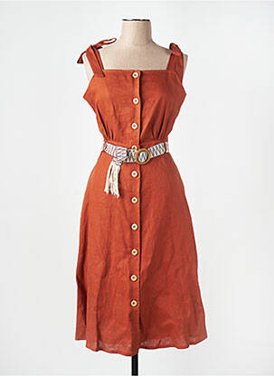 Rochie midi portocalie LA PETITE FRANCAISE femeie